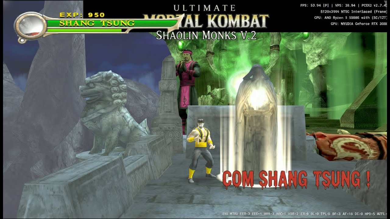 Mod V 2 Ultimate Mortal Kombat Shaolin Monks Com Shang Tsung ! Em 4K ps2 Emu PARTE 2