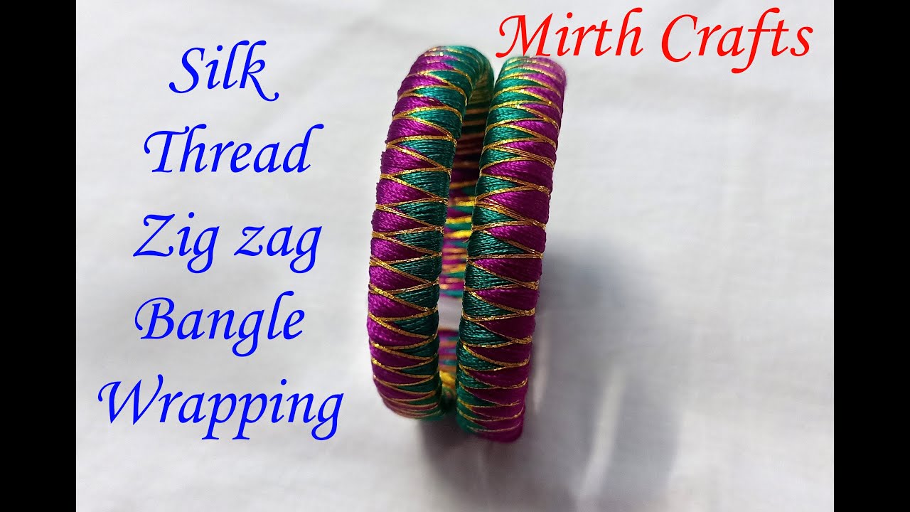 How to make silk thread Zig Zag bangles wrapping / Double color wrapping / simple design bangles