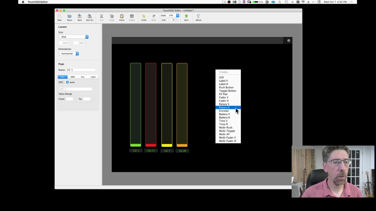 Using Touch OSC for iPad