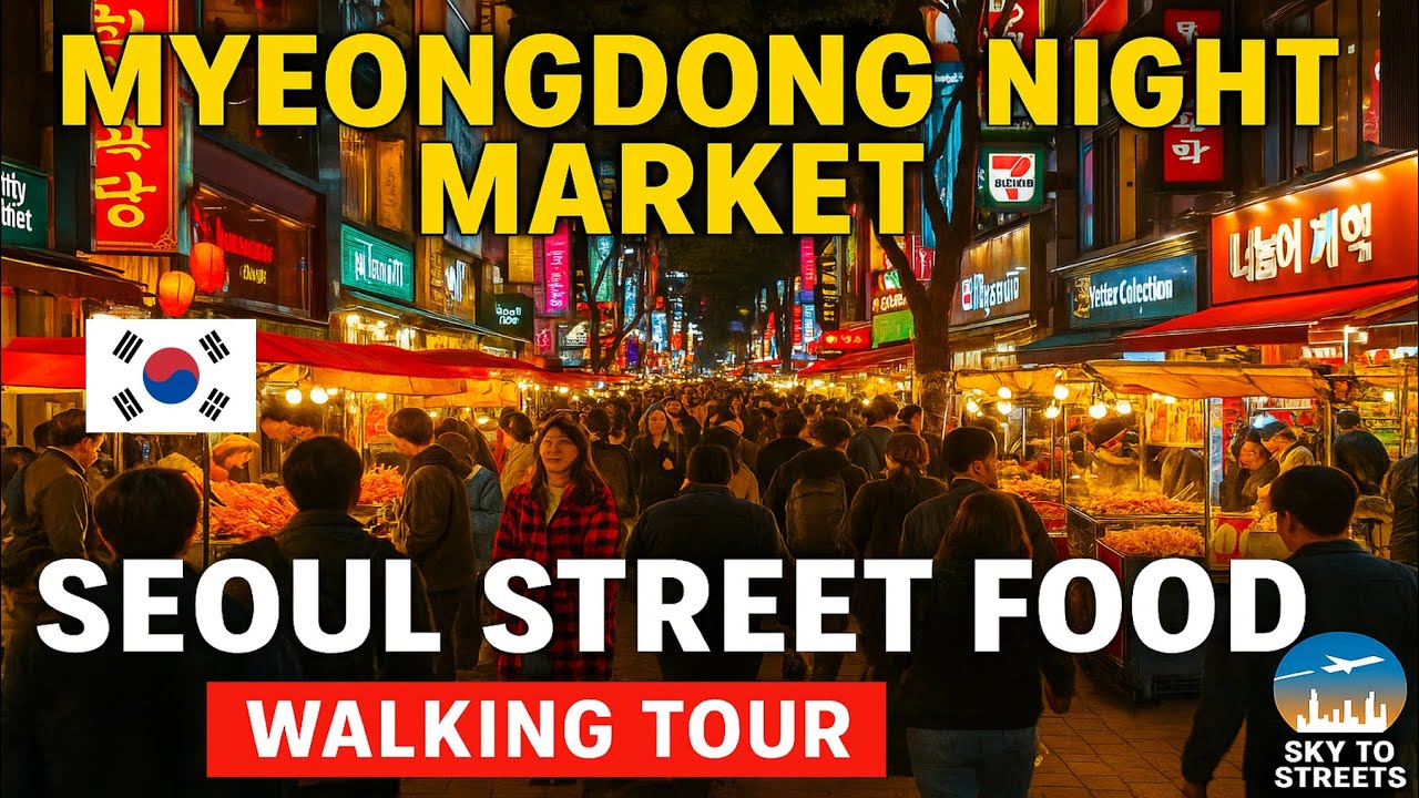 Seoul, South Korea 🇰🇷 | Myeongdong Night Market Walking Tour & Korean Street Food