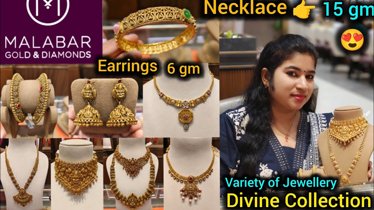 Malabar Gold Necklace Designs with price start 15 gm| Malabar gold antique long necklace and bangles