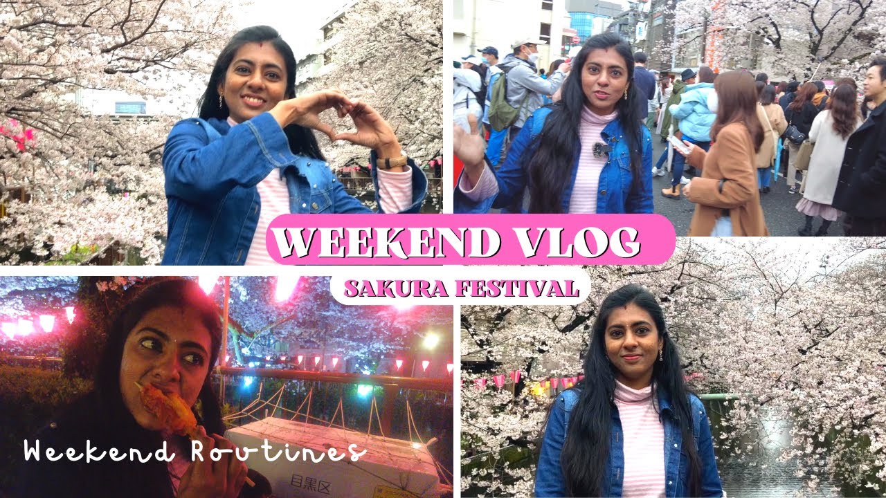 Weekend Vlog|Japan Sakura Festival| Japan Street Foods| Cherry Blossom| LivewithmeinJapan