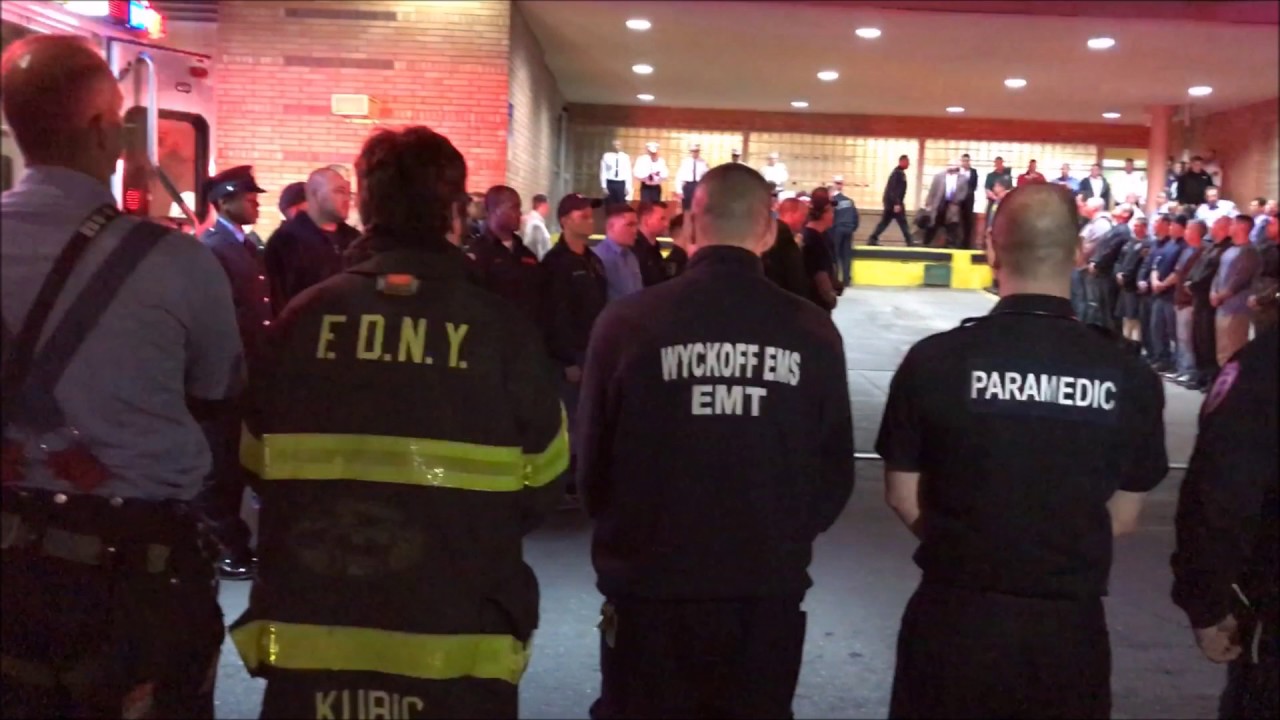 FDNY, PREPARING TO & ESCORTING FIREFIGHTER WILLIAM TOLLEY FROM FDNY TOWER LADDER 135 IN QUEENS, NYC.