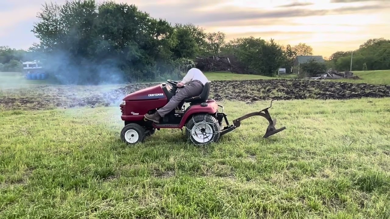 Plowing A New Garden With A Craftsman GT5000 Garden Tractor