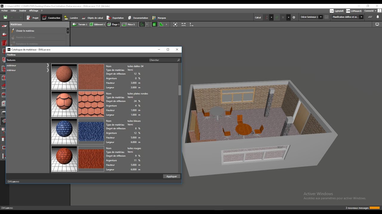 Les Textures dans Dialux Evo