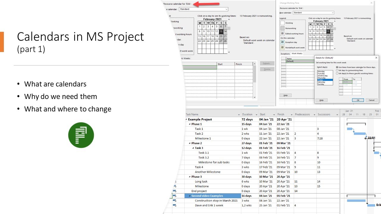 Calendars in Microsoft Project Part 1