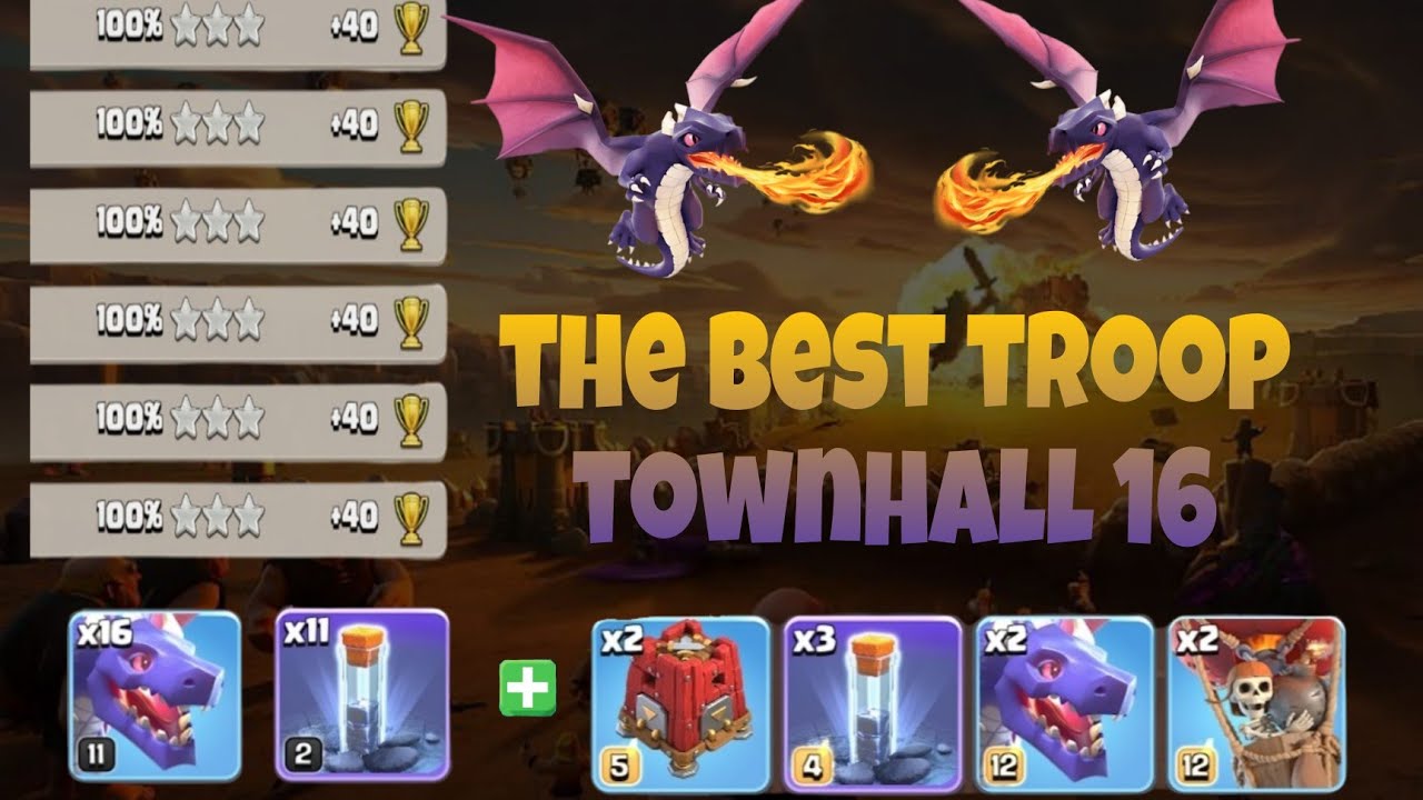 Pasukan paling enak di townhall 16 Sepam naga + spell Totem #clashofclans #coc