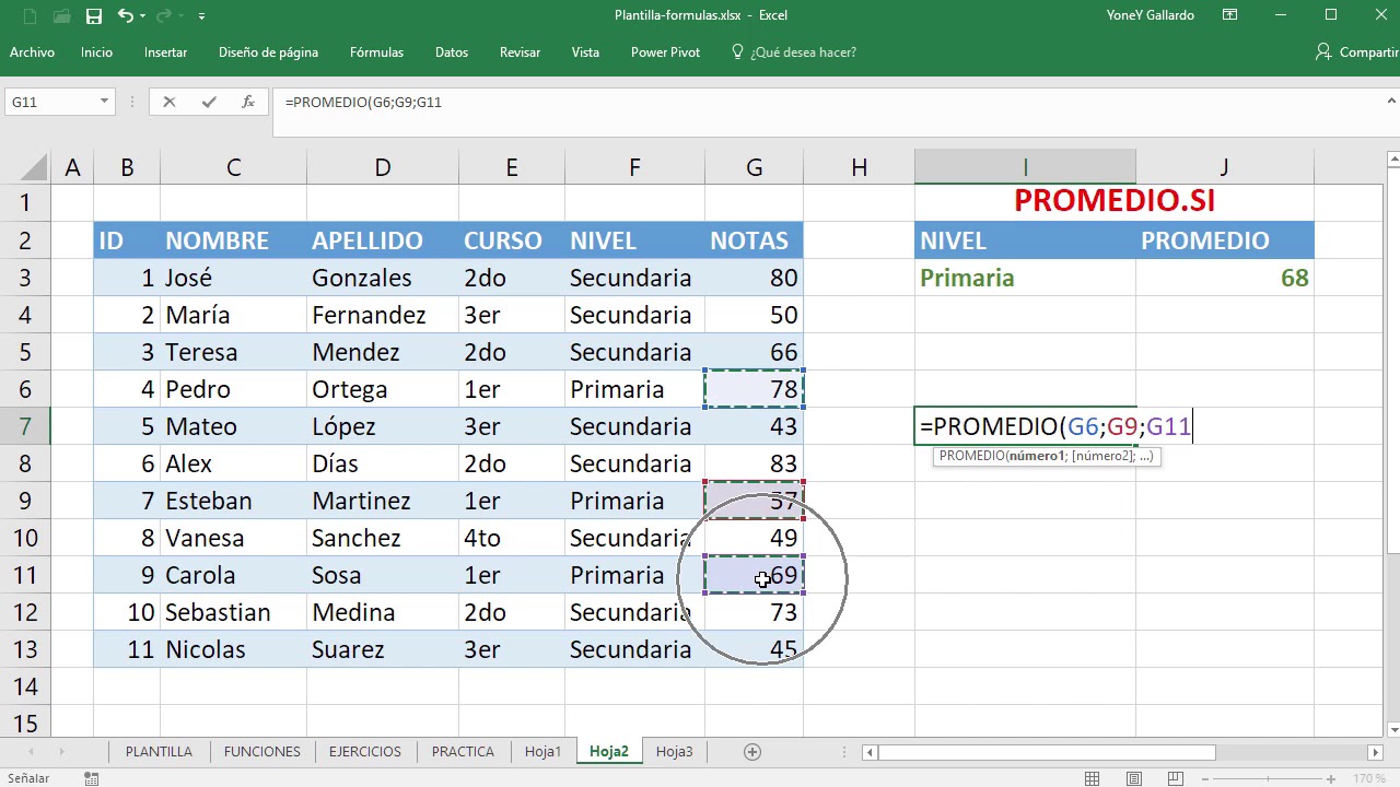 Funci&oacute;n PROMEDIO.SI en Excel