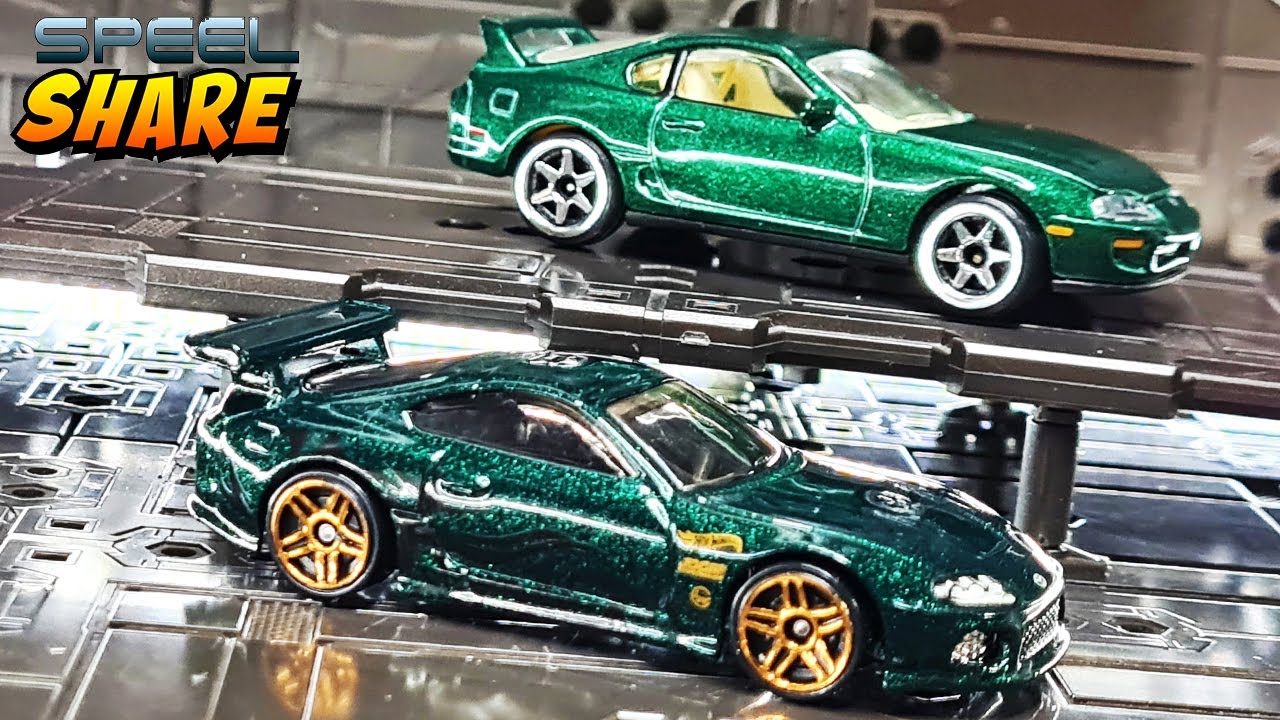 Hot Wheels Toyota Supra Mk4 2024 Dark Green Recolour vs Majorette Toyota Supra JZA80 Mk4