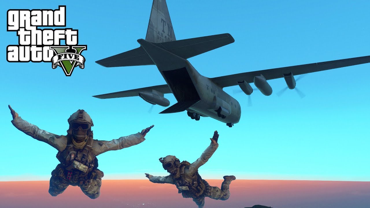 GTA 5 - Military ARMY Patrol Episode #52 - HALO Jump! Convoy Raid! (New DLC Gear, Air Force Support)