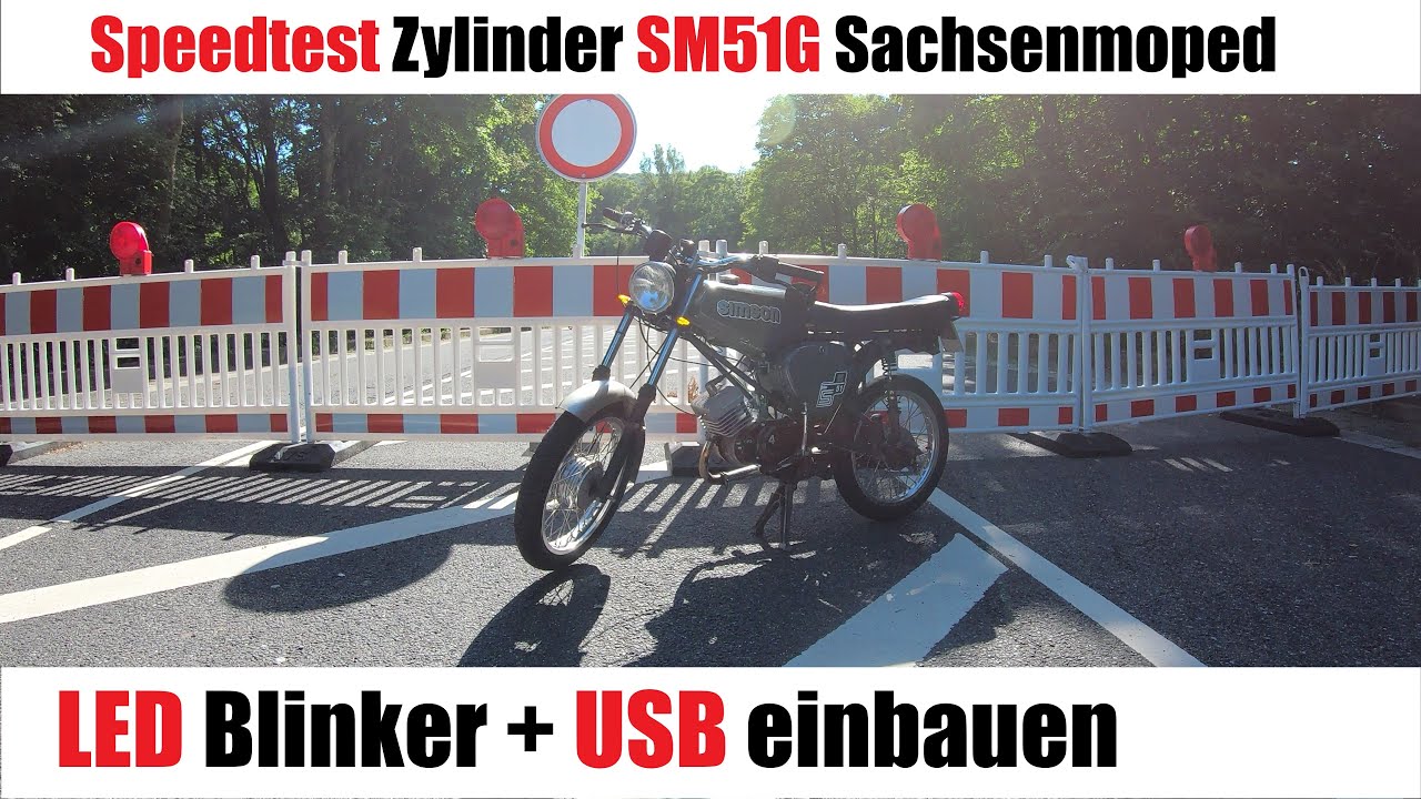 Speedtest Zylinder SM51G Sachsenmoped | LED Blinker und USB Ladebuchse einbauen | Simson S51