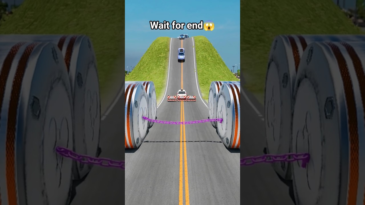 Cars & Trucks vs. Giant Chain Crusher! | BeamNG.drive 