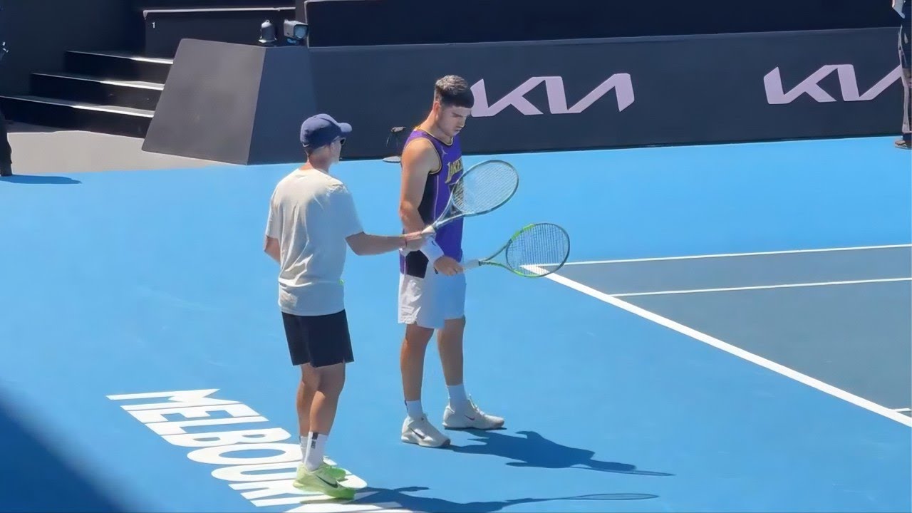 Carlos Alcaraz Applying Samuel L&oacute;pez Wisdom at 2026 Australian Open Practice