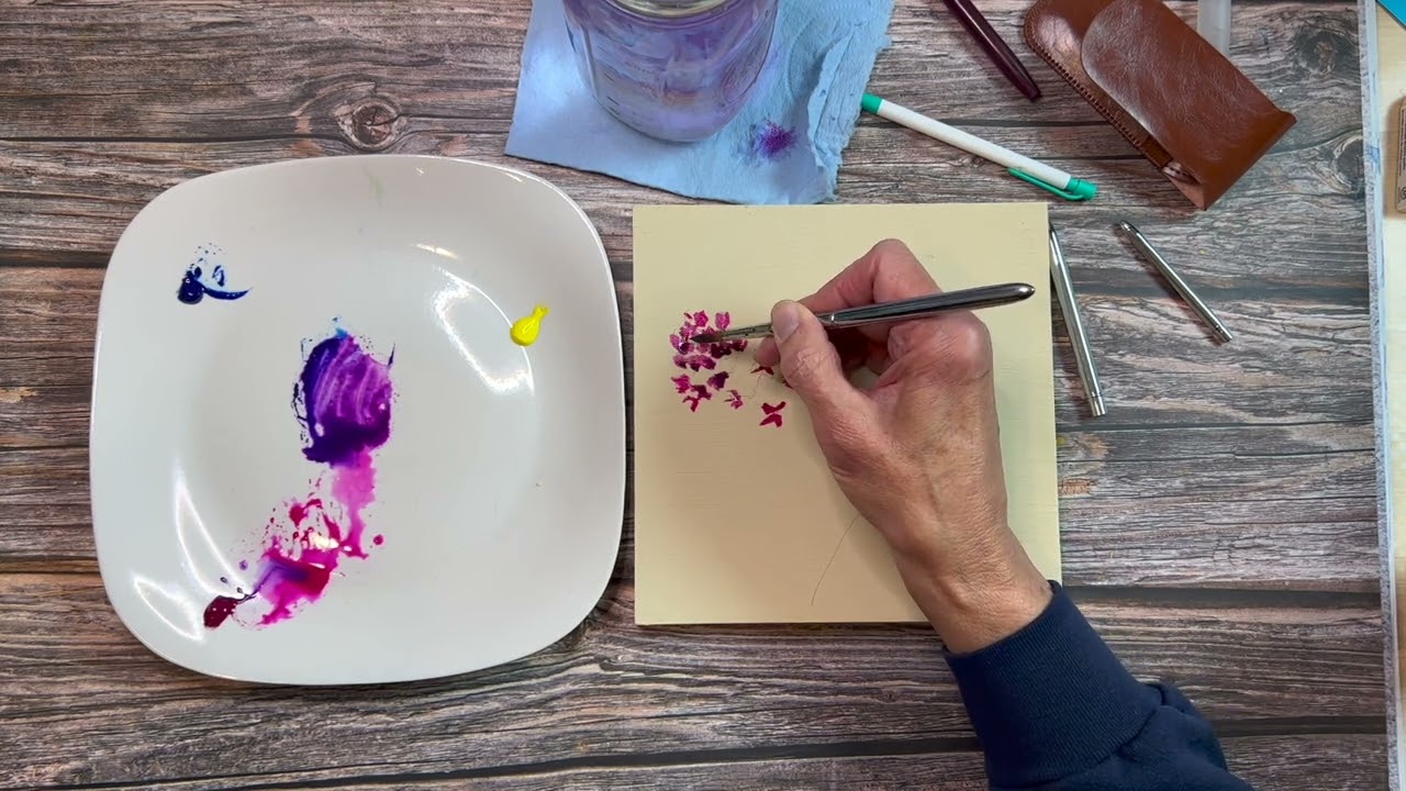 Watercolor on Wood Panel : Lilac Blossoms