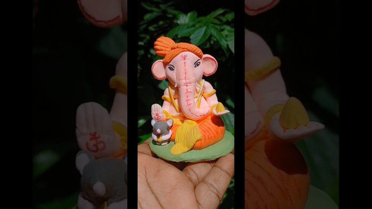 Handcrafted Bappa with love & Clay💛🙏🌸🪔#GaneshChaturthi  #HandmadeGanesh #viral #trending #ytshorts