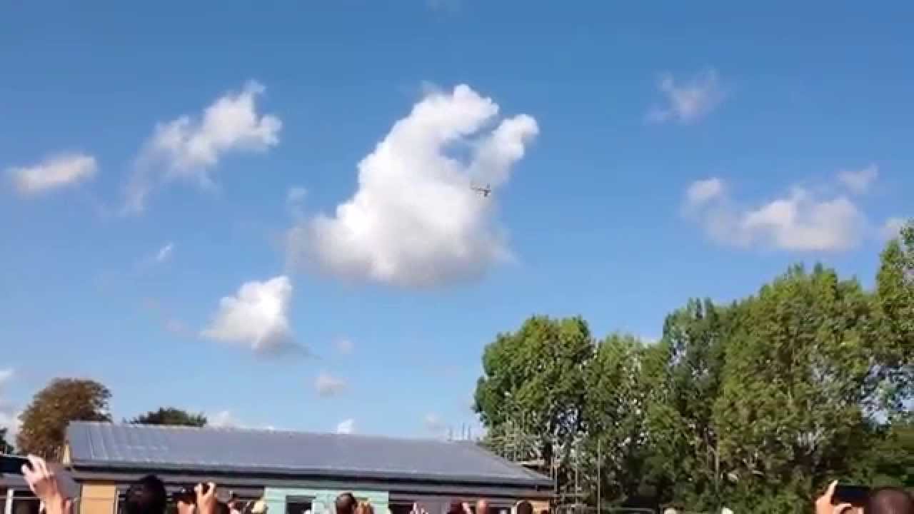 Spitfire flypast over RJ Mitchell School Hornchurch 11:17 25th September 2015