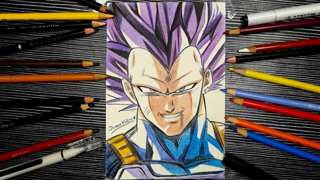 Drawing Vegeta Step by Step | Powerful Anime Art with Colored Pencils