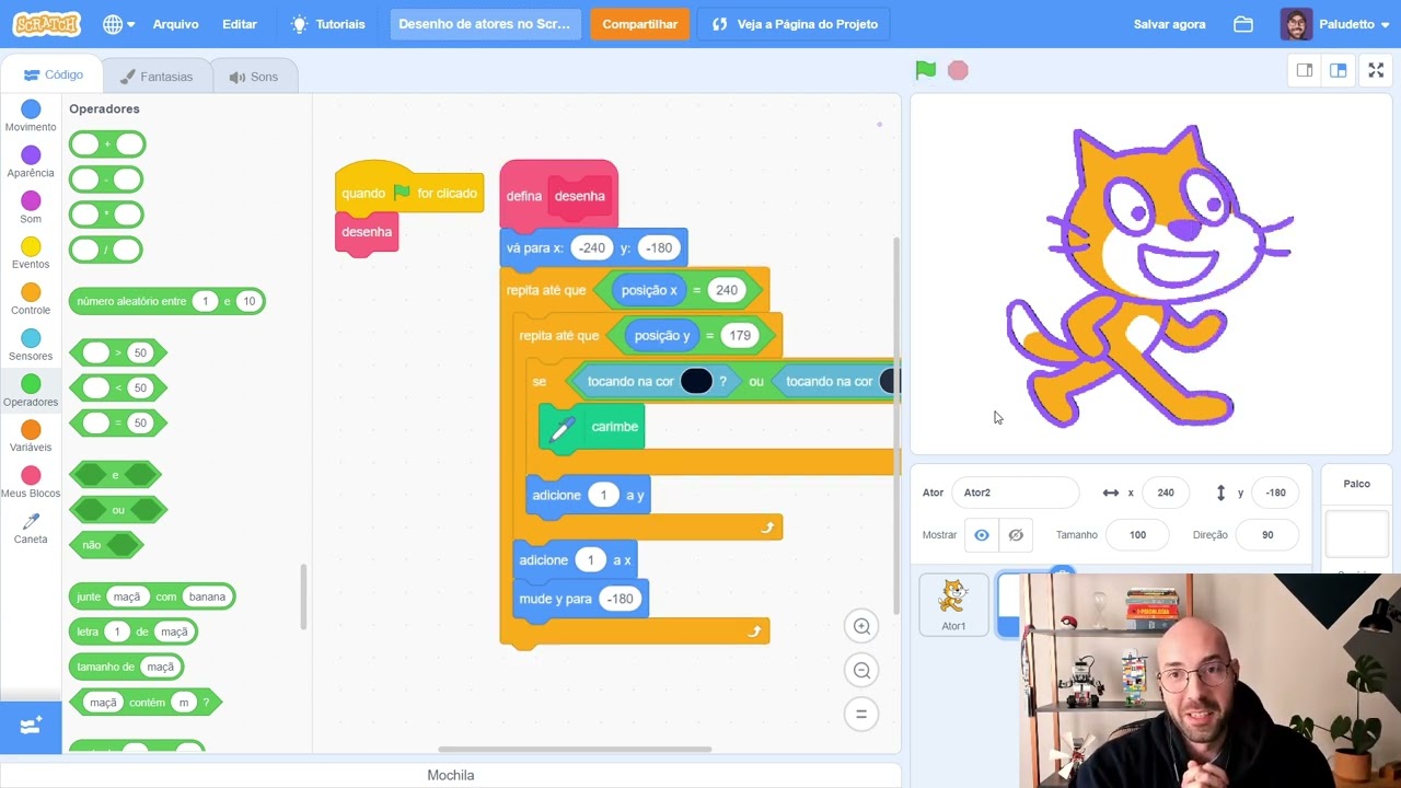 Como desenhar qualquer ator do Scratch com a Caneta