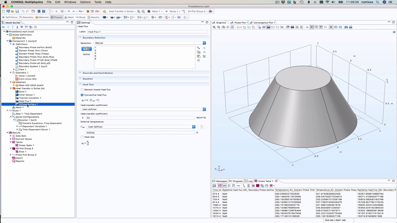 Using probes in Comsol 5.3