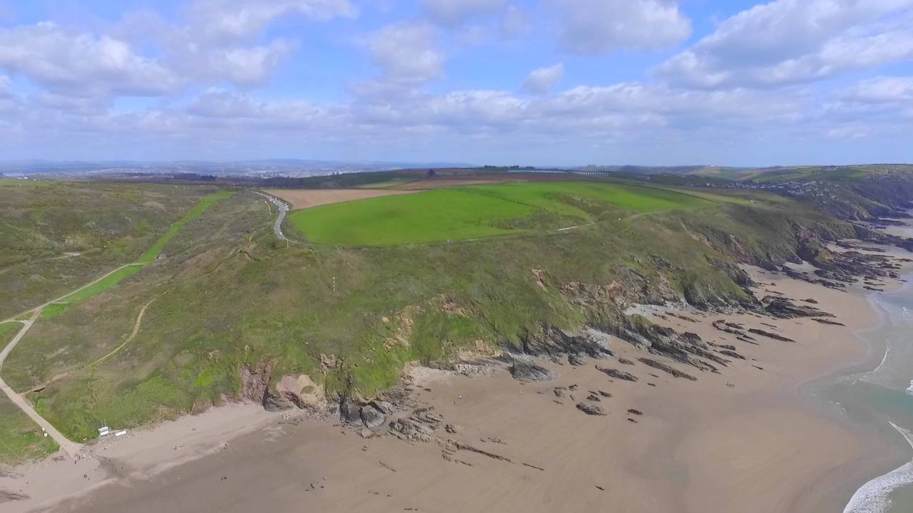 BEAUTIFUL BEACH WHITSAND BAY- CORNWALL by PHANTOM 3