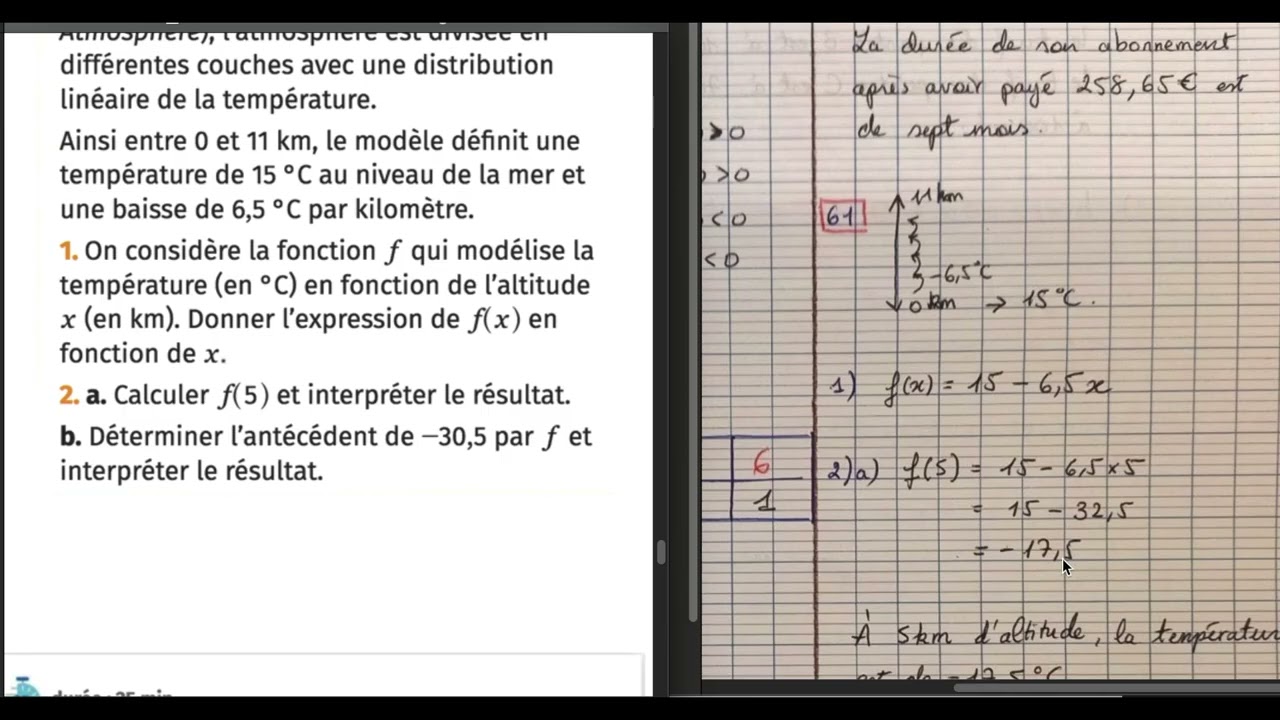 3e - Fonctions affines (Correction exercices)