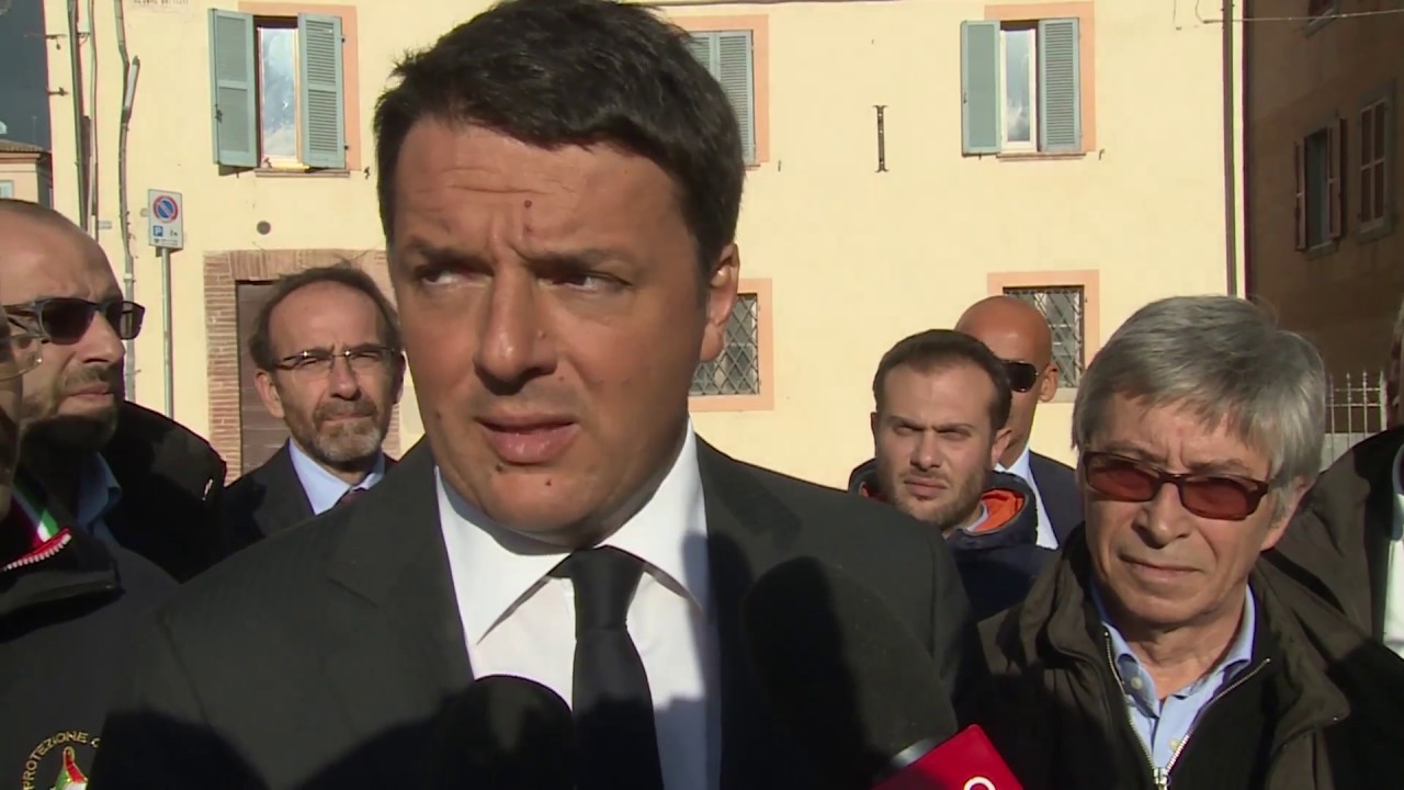 Terremoto, Renzi in visita a Camerino (27/10/2016)