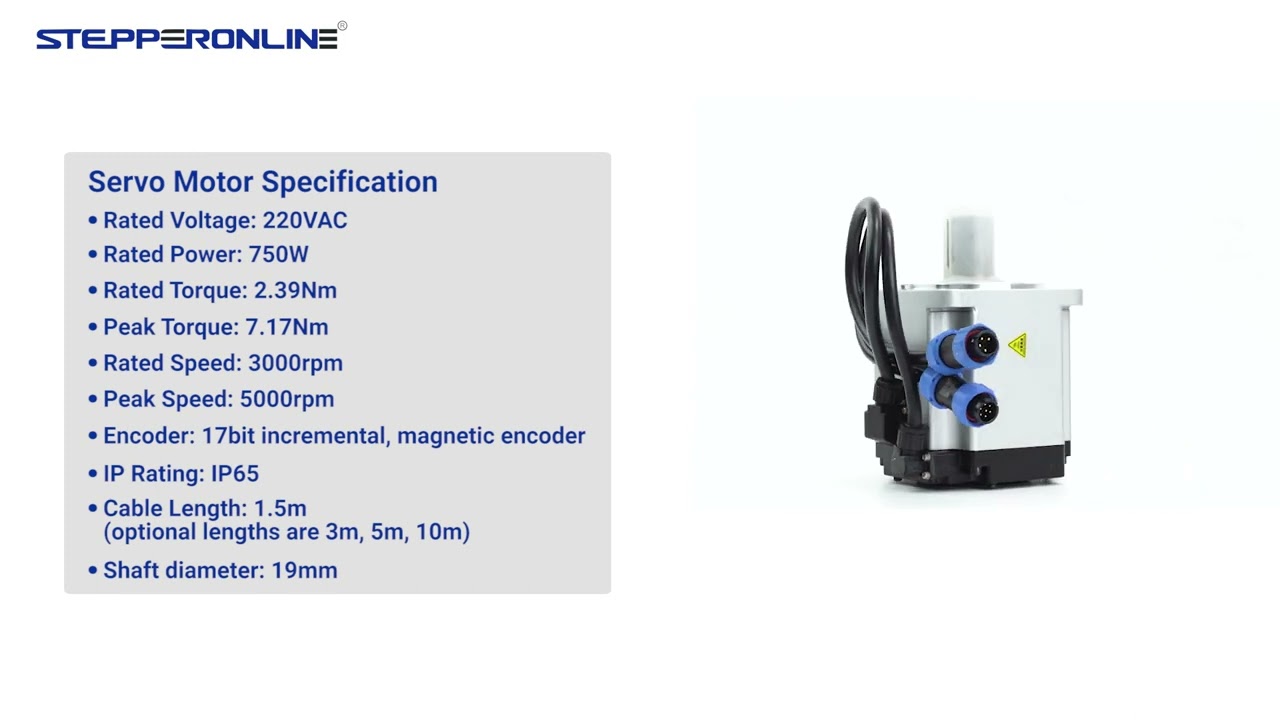 T6 Series 750W AC Servo Motor Kit 3000rpm 2.39Nm 17-Bit Encoder IP65