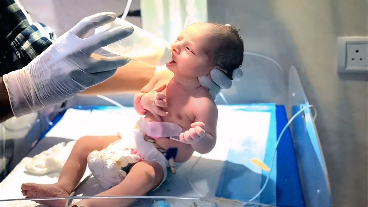 First Time Milk feeding to new born baby 🐥🍼 adorable moment in my NICU 😍♥️ #cutebaby