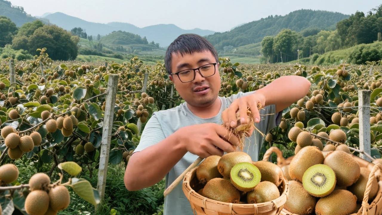 冬宝上山摘野生猕猴桃，各种各样的野果琳琅满目的，不一会就摘了好多！#农村生活#采摘