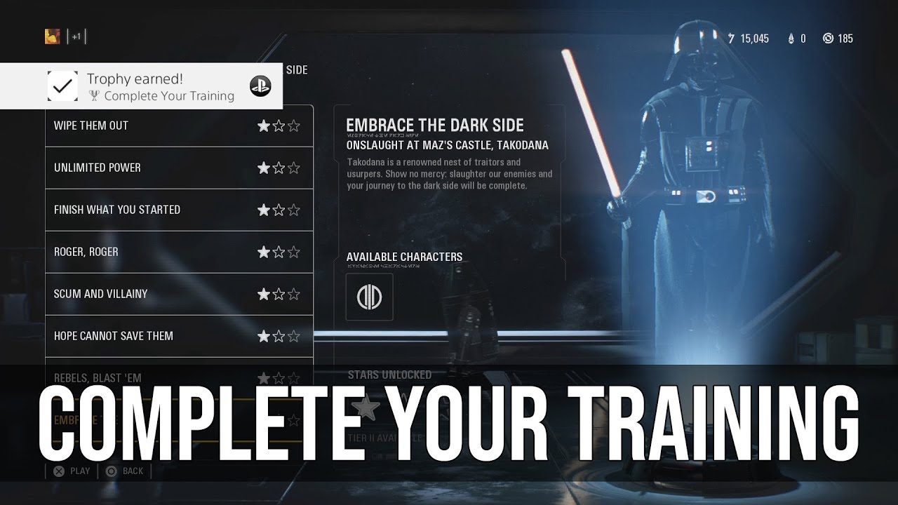 Complete Your Training Trophy (Complete All Unique Battle Scenarios) - Star Wars Battlefront 2