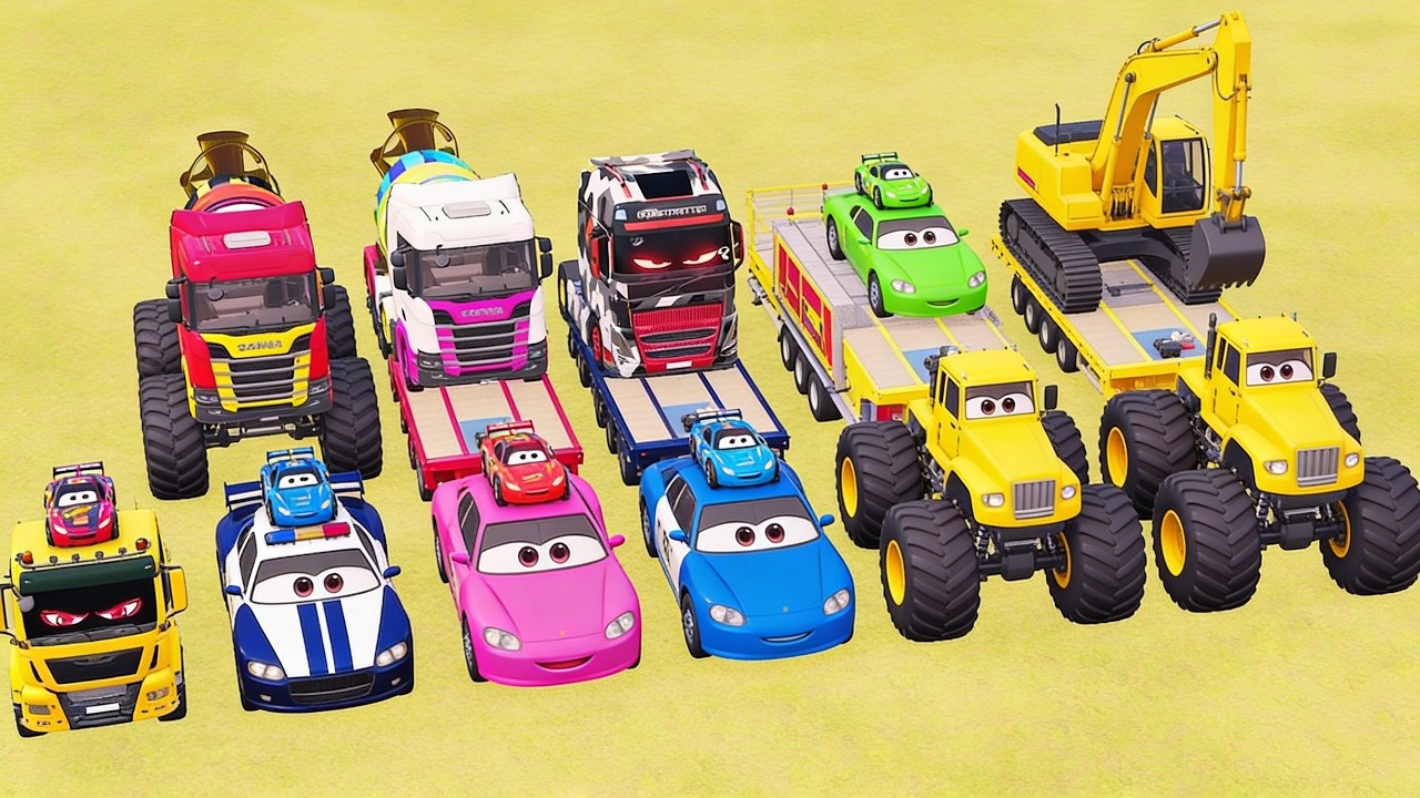 Colorful Garage FS22 - Mixer Truck With Flatbed Trailer, Tesla, Box Truck, Bus Man