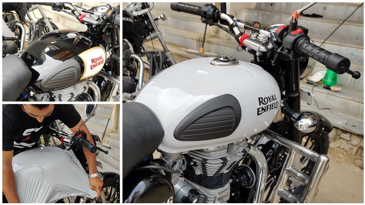 Royal Enfield Vinyl Wrapping Light Grey | Bullet Modification | Vwraps Sikar |