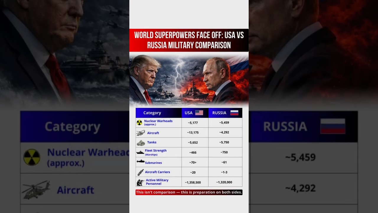 World Superpower Face off:USA Vs Russia Military Comparison