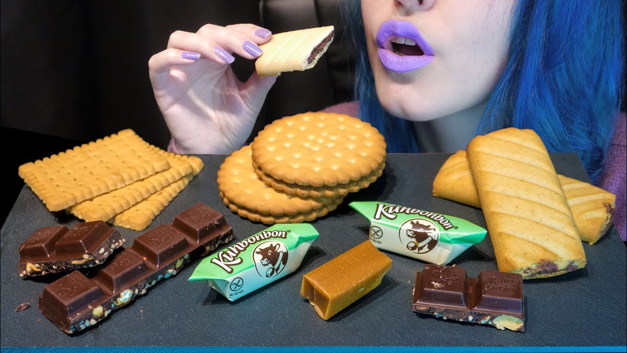 ASMR: Chocolate Sandwich Cookie, Caramels, Nutty Chocolate, Butter Cookies 🍫 [No Talking|V] 😻