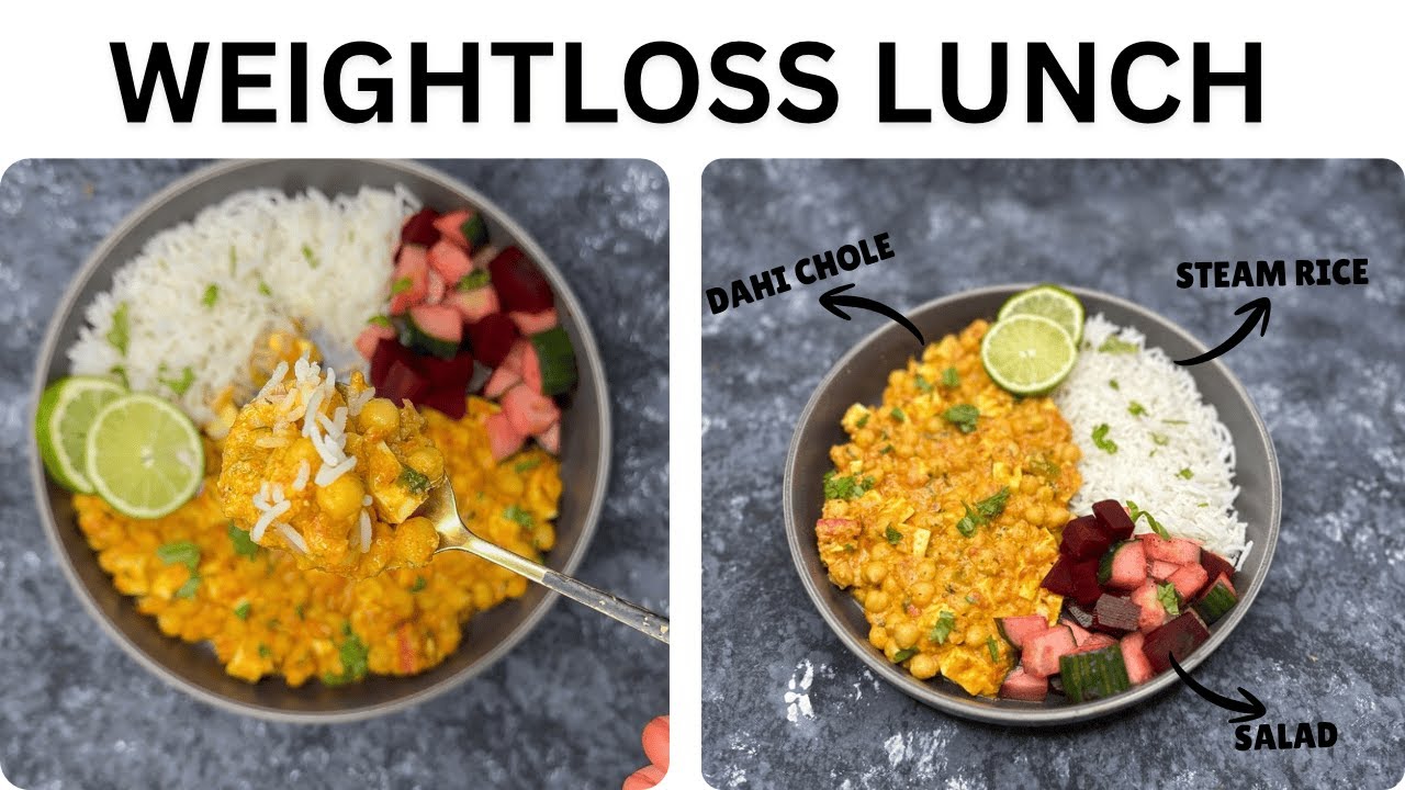 Weightloss Lunch Meal | Dahi Chole Recipe | High Protein Vegetarian Meal | Easy Lunch Idea