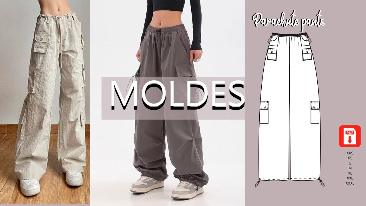 MOLDES PANTALONES MÁS VIRALES-PARACHUTE PANTS