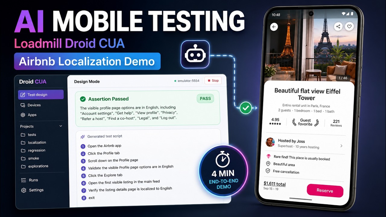 Loadmill Droid CUA: Mobile Agentic Test Automation Demo