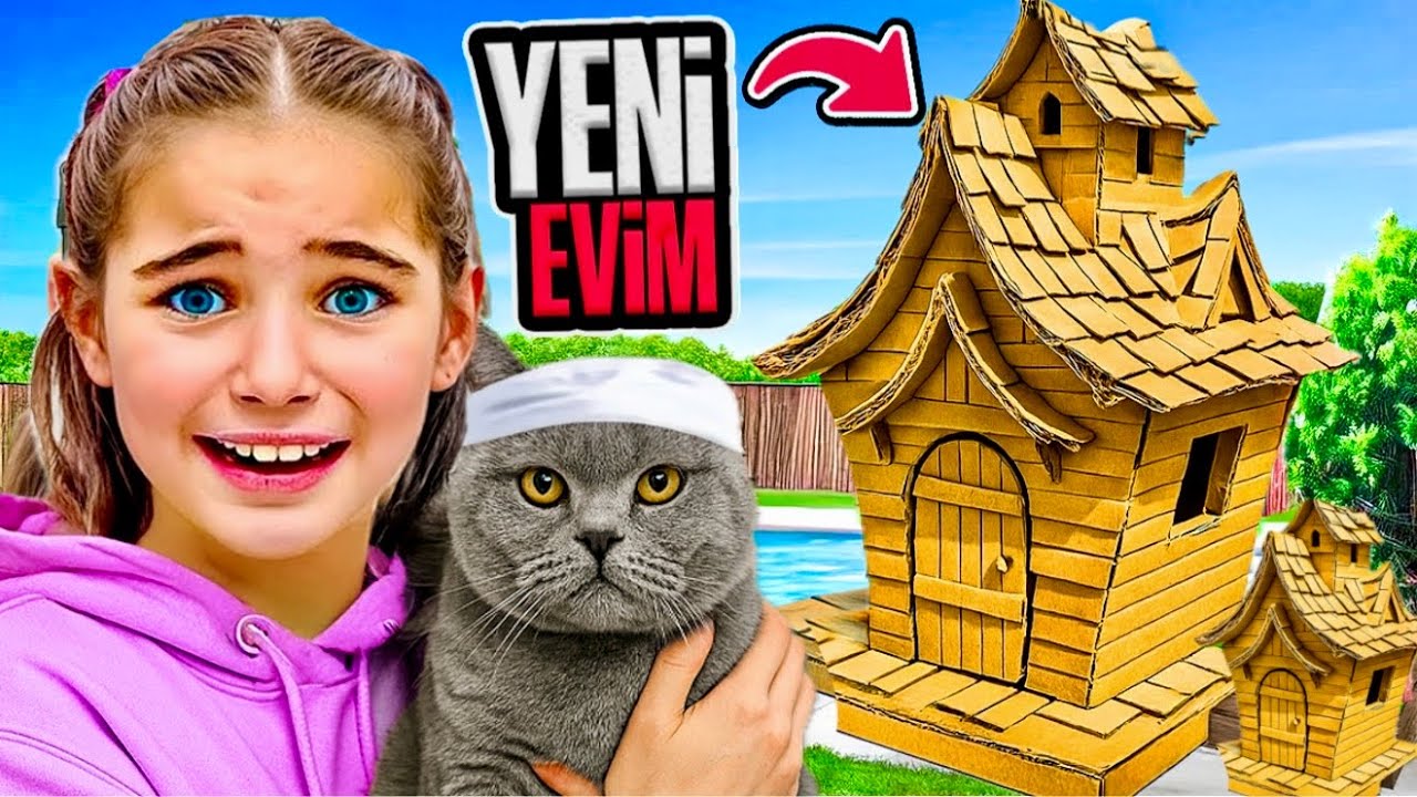 ELİF SİNEM KARTONDAN YENİ EVİMİ İNŞA ETTİK !! KARTON EVDEN SON ÇIKAN KAZANIR !!