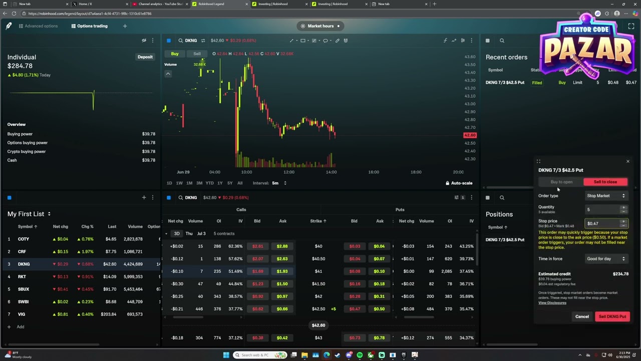 How to Setup a Stop Loss Robinhood Legend Quick Guide