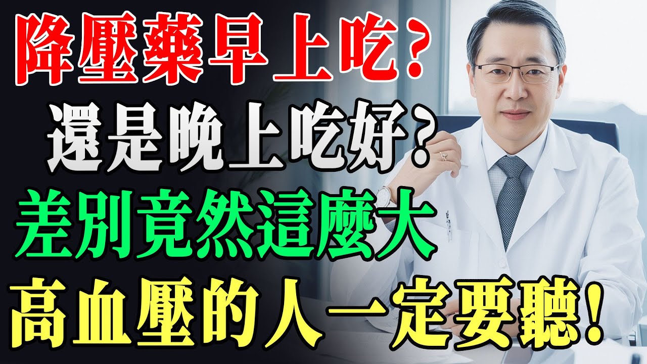 高血壓患者一定要懂！最新研究：降壓藥晚上吃一顆，降壓更穩，防腦梗心梗效果翻倍。