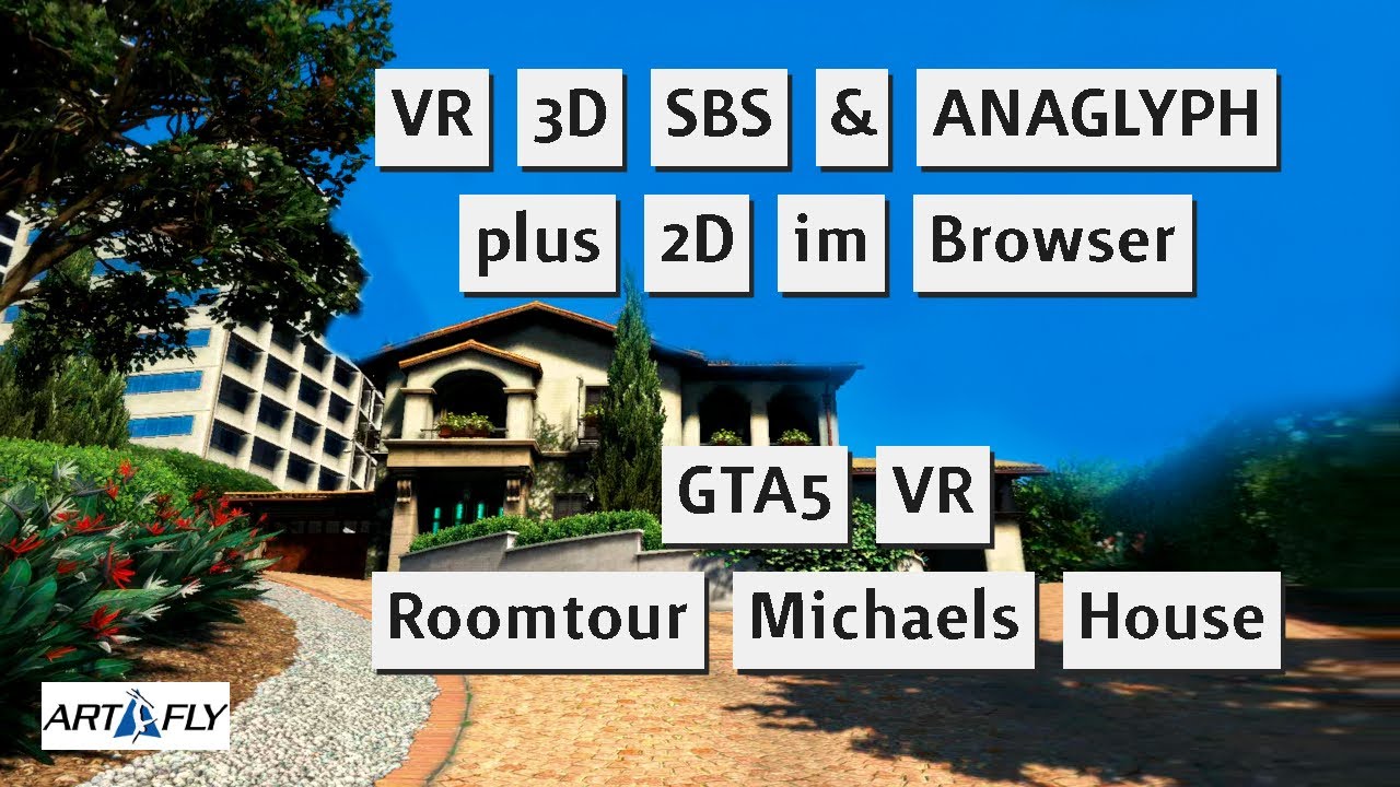 3d GTA 5 VR PCVR on Apple Mac Pro 5.1 Cheesegrater and Quest3 Michaels House in 3d sbs VR Bodycam.