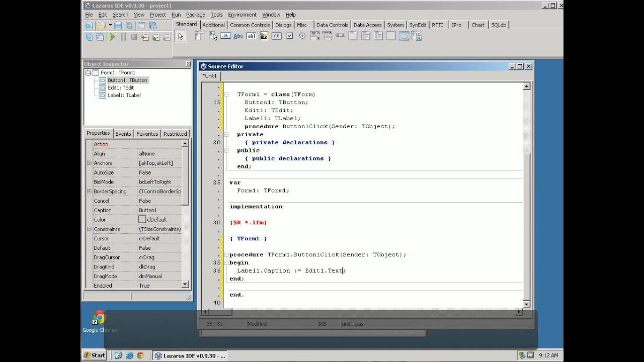 Learning to program Pascal Lazarus 2 - Making the window
