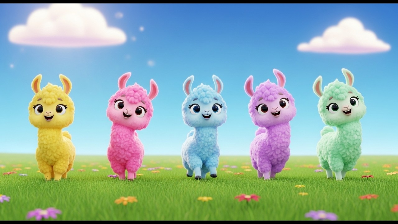 Cinq Petits Bébés Lamas qui Bourdonnent Joyeusement | Chanson des Animaux pour Enfants