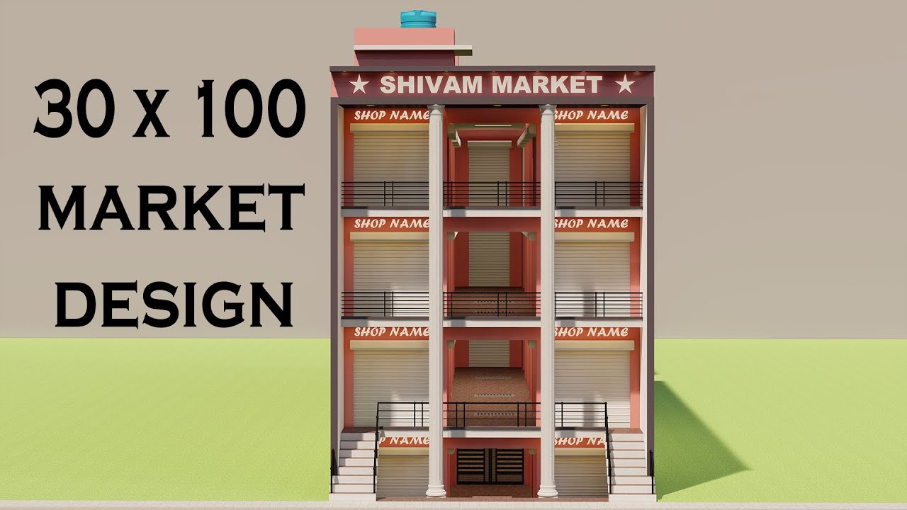 30 x 100 में पूरा दुकान और मकान  किराये के लिए कैसे बनाये,3D Dukan Or Makan Ka Naksha