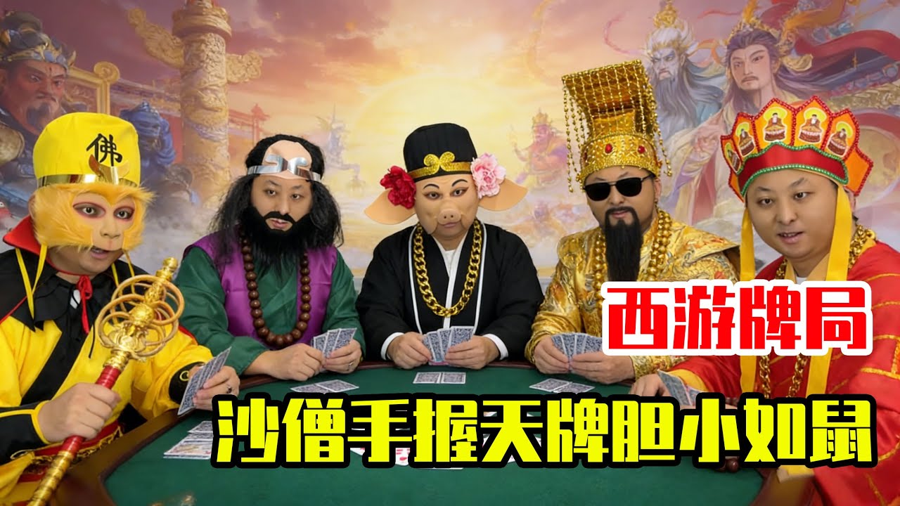 笑喷！天庭牌局师徒四人和天帝炸金花，沙僧手握天牌稳赢全场，结果谨小慎微老实人实锤！