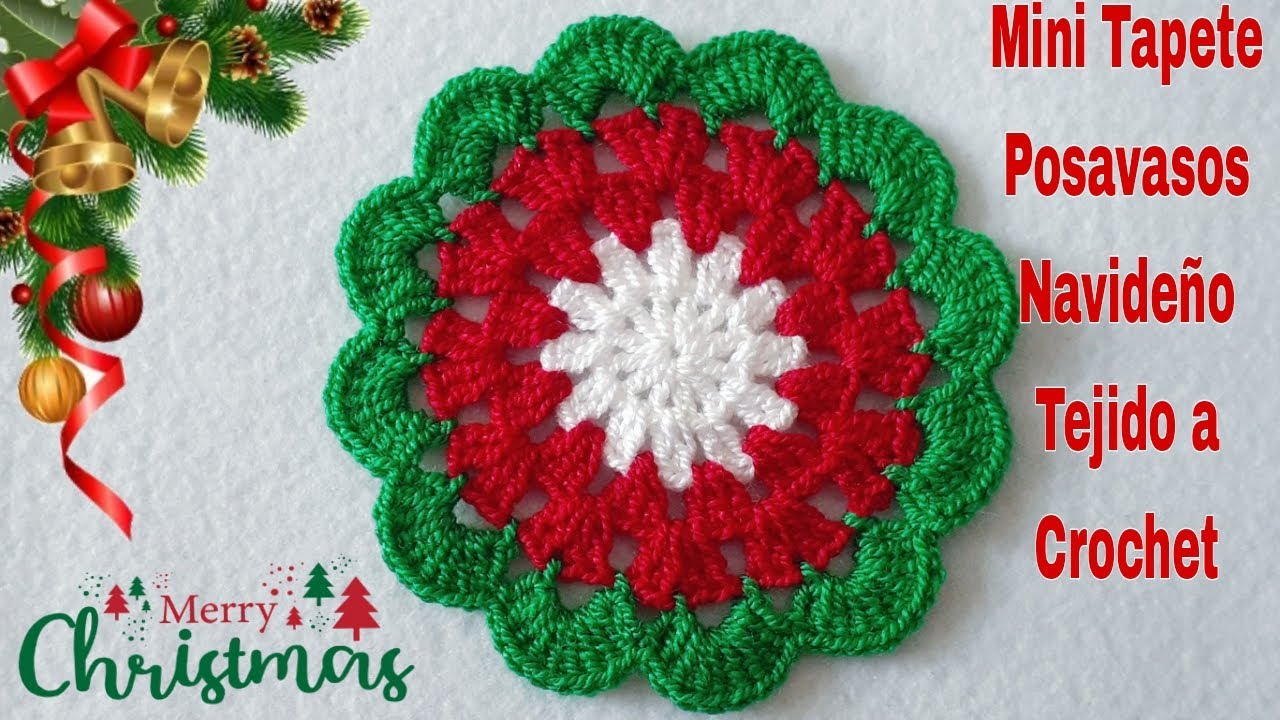 Tejido Navideño a Ganchillo Para Principinte/Crochet Cristmas projets/Mini Tapete Navideño a Crochet