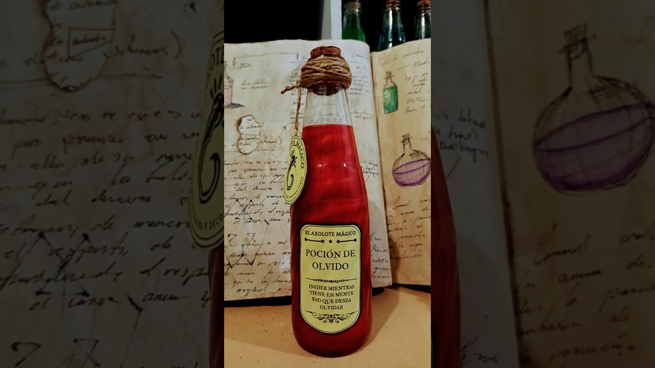 Poci&oacute;n de Olvido | El Axolote M&aacute;gico | Botella decorativa