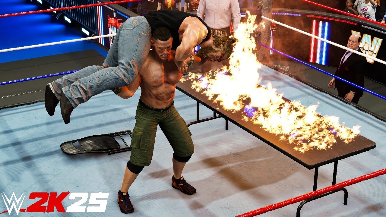 Full Match - John Cena '07 vs Brock Lesnar: Extreme Rules Match at Saturday Night Event | WWE 2k25 