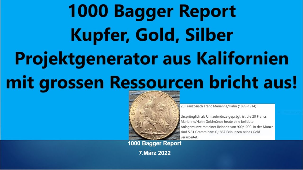 (G *3.1*)Silberaktien | Goldaktien - Kupfer,Gold,Silber Projektgenerator aus Kalifoniien bricht aus!