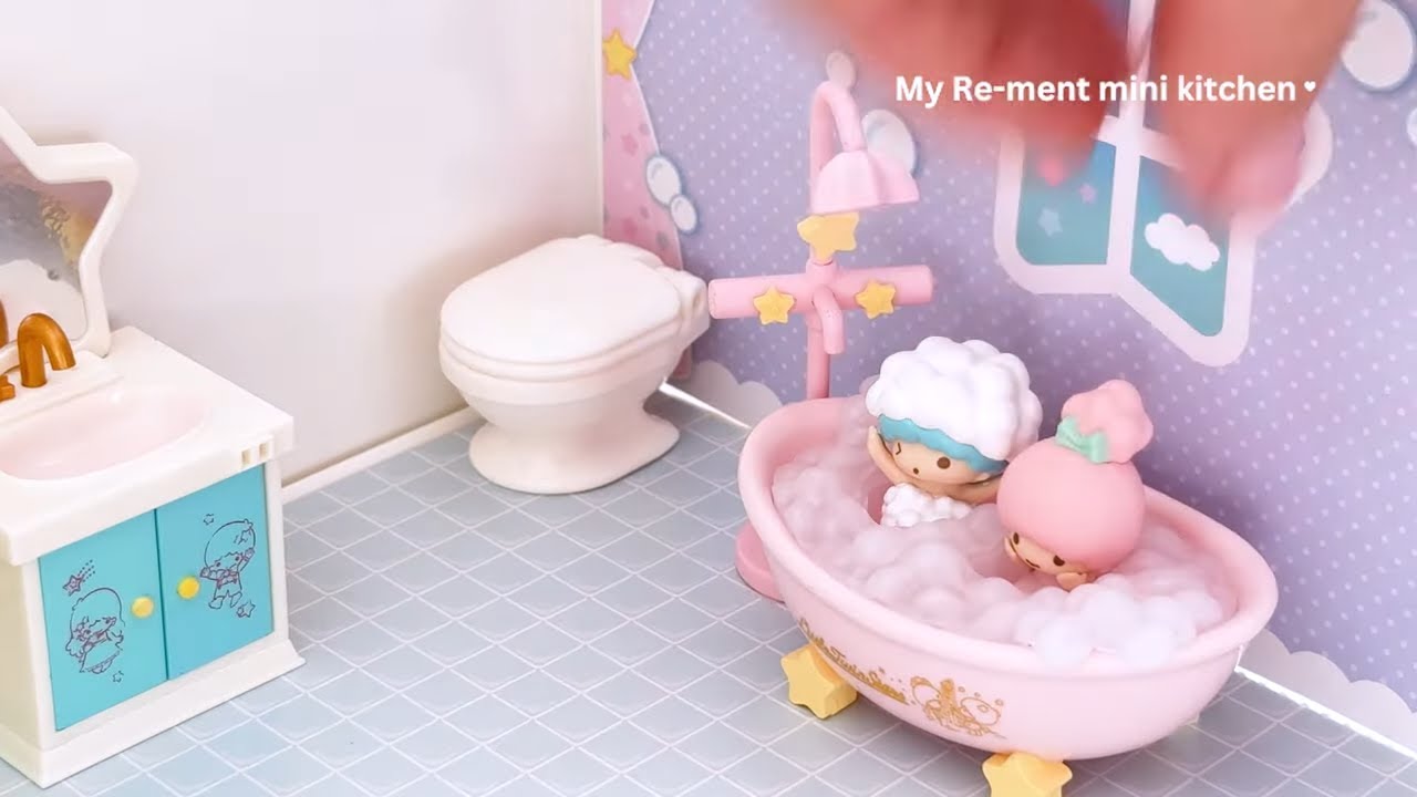 Cutest miniature bathroom set ASMR 🛁🪥😶&zwj;🌫️